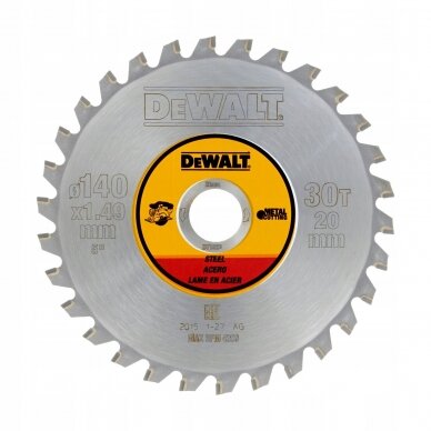 DT1923 DeWALT metalo pjovimo diskas 140x20, 30T