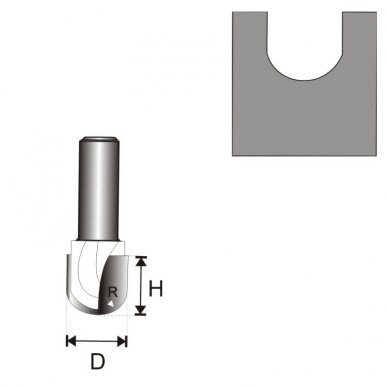 Freza medžiui Dedra 07F073B, 8 D 25,4 H 22,5 R 12,7 mm 1