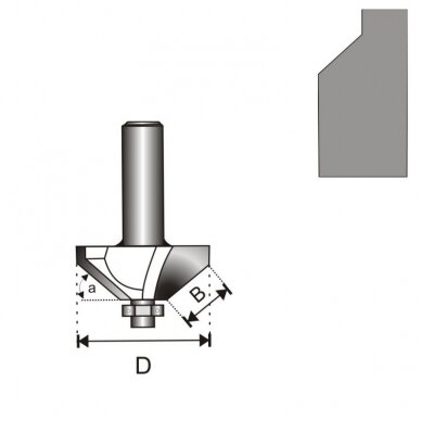 Freza medžiui Dedra 07F101A, 6 D 26,6 H 9,52 mm a 45 1