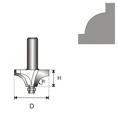 Freza medžiui Dedra 07F131A, 6 D 22,5 H 9 R 4,76 mm 1