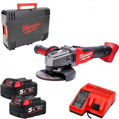 Kampinis šlifuoklis 18V 125mm 2x5Ah Milwaukee M18 FSAG125X-502X