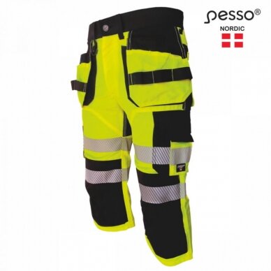 Kelnės 3/4 didelio matomumo Uranus Flexpro CL1, yellow C50, Pesso