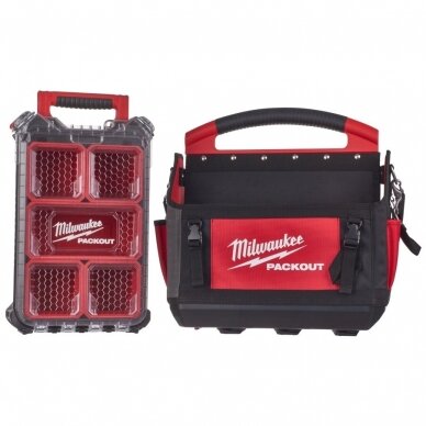 Komplektas, krepšys 40cm ir pusinis storas lagaminas Packout organizer Milwaukee 4932478841 2