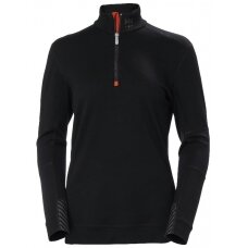 Marškinėliai LIFA Merino Halfzip, moteriški,  juoda L, Helly Hansen Workwear