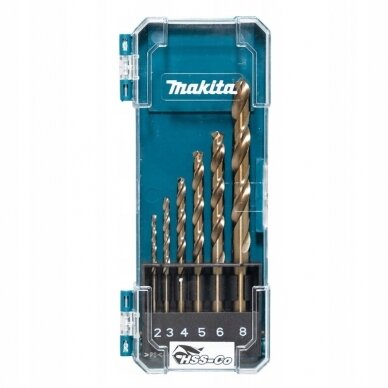 Makita grąžtų metalui HSS-Co rinkinys 2-8 mm (6 vnt) D-75758