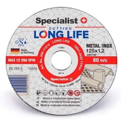 METALO PJ.DISKAS LONG LIFE 125X1,2X22 MM SPPECIALIST+, 250-11212