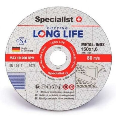 METALO PJ.DISKAS LONG LIFE 150X1,6X22 MM, 250-11516