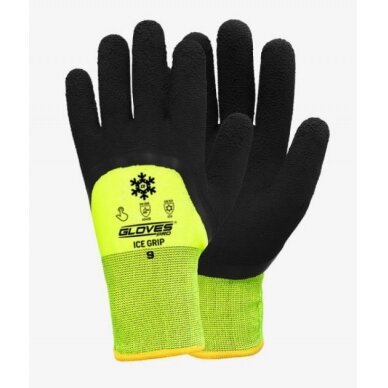 Pirštinės, vinilo puta, Ice Grip, žieminės, juoda/geltona 11, Gloves Pro®