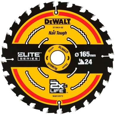 Pjovimo diskas medienai DeWalt DT10624-QZ; 165 mm