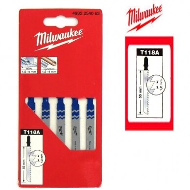 Pjūkleliai siaurapjūkliui Milwaukee 4932254063; 55x1,2 mm; 5 vnt. 1