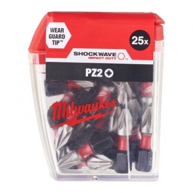 Smūginis sukimo antgalis MILWAUKEE PZ2x25, 25 vnt. 4932430864 1