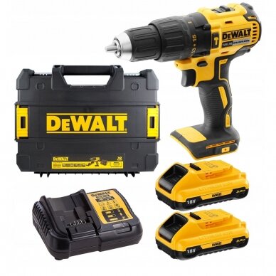 Smūginis suktuvas-gręžtuvas DeWalt DCD778L2T; 18 V; 2x3,0 Ah akum.