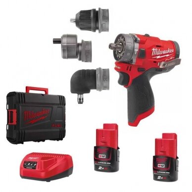 Smūginis suktuvas-gręžtuvas Milwaukee M12 FPDXKIT-202X; 12 V; 2x2,0 Ah akum.