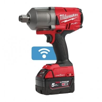 Smūginis veržliasūkis Milwaukee M18 ONEFHIWF34-502X; 18 V; 2x5,0 Ah akum. 1