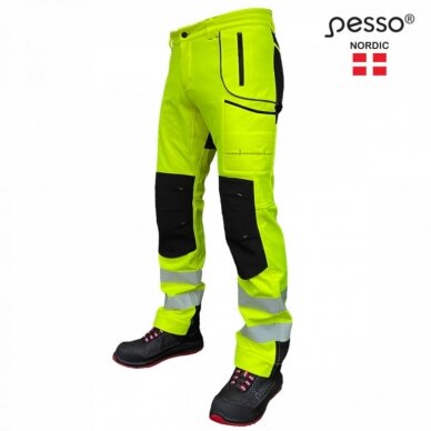 Softshell kelnės Nebraska, Hi-Vis CL2, geltona/juoda C48, Pesso