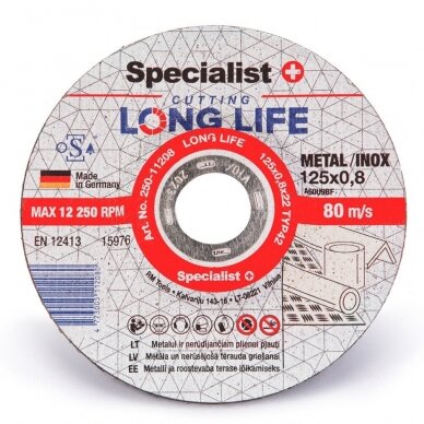 SPECIALIST+ metalo pj.diskas LONG LIFE, 125x0.8x22 mm, 250-11208