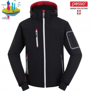 Striukė Softshell  su  gobtuvu Acropolis, juoda S, Pesso