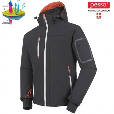 Striukė Softshell  su  gobtuvu Acropolis, pilka 4XL, Pesso 1