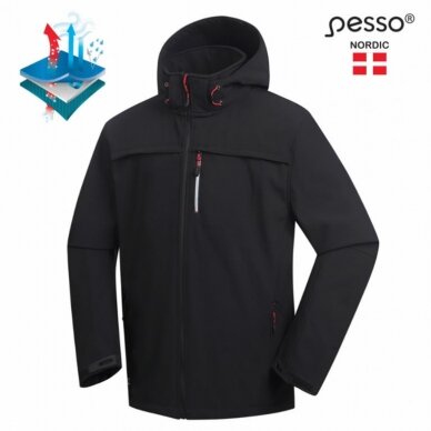 Striukė Softshell  su  gobtuvu Atlanta, juoda 2XL, Pesso