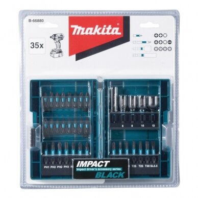 Sukimo antgalių komplektas Makita B-66880; 35 vnt. 1