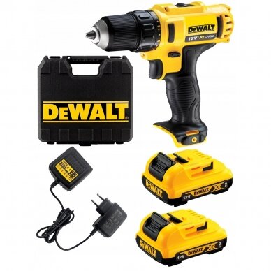 Suktuvas-gręžtuvas DeWalt DCD710D2; 10,8 V; 2x2,0 Ah akum.