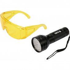 UV žibintuvėlis ir akiniai kondicionavimo sistemos nuotėkio aptikimui UV 21 LED Yato YT-08581