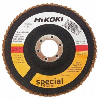 Vėduoklinis šlifavimo diskas Hikoki 5212384; 125 mm; P40